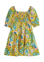 Girls 4-6x Printed Puff Sleeve Dress