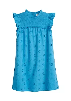 Girls 4-6x Eyelet Ruffle Dress