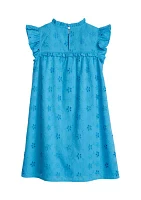 Girls 4-6x Eyelet Ruffle Dress