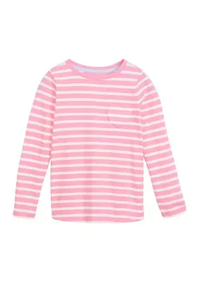 Girls 4-6x Long Sleeve Essential Jersey Yarn Dyed T-Shirt