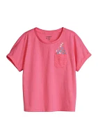 Girls 4-6x Short Sleeve Pocket Eyelet T-Shirt