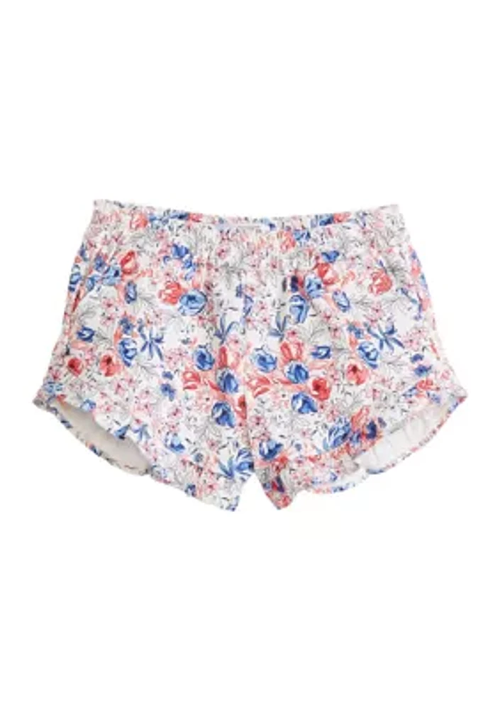 Girls 4-6x Printed Stretch Twill Ruffle Shorts