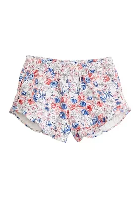 Girls 4-6x Printed Stretch Twill Ruffle Shorts