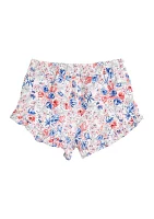 Girls 4-6x Printed Stretch Twill Ruffle Shorts