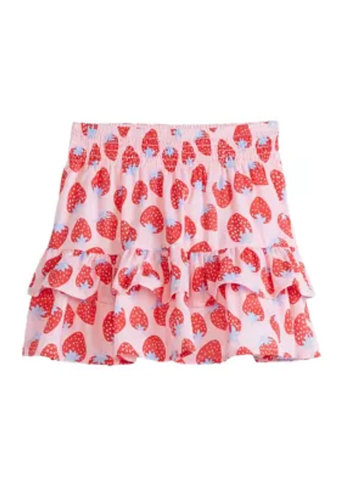 Girls 4-6x Strawberry Print Skirt