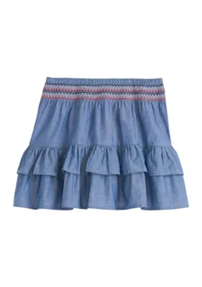 Girls 4-6x End on Woven Ruffle Skirt