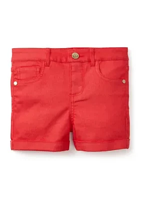 Girls 4-6x Stretch 5 Pocket Roll Cuff Shorts