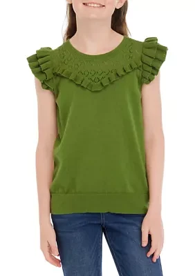 Girls 7-16 Ruffle Sweater Knit Top