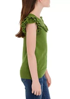 Girls 7-16 Ruffle Sweater Knit Top