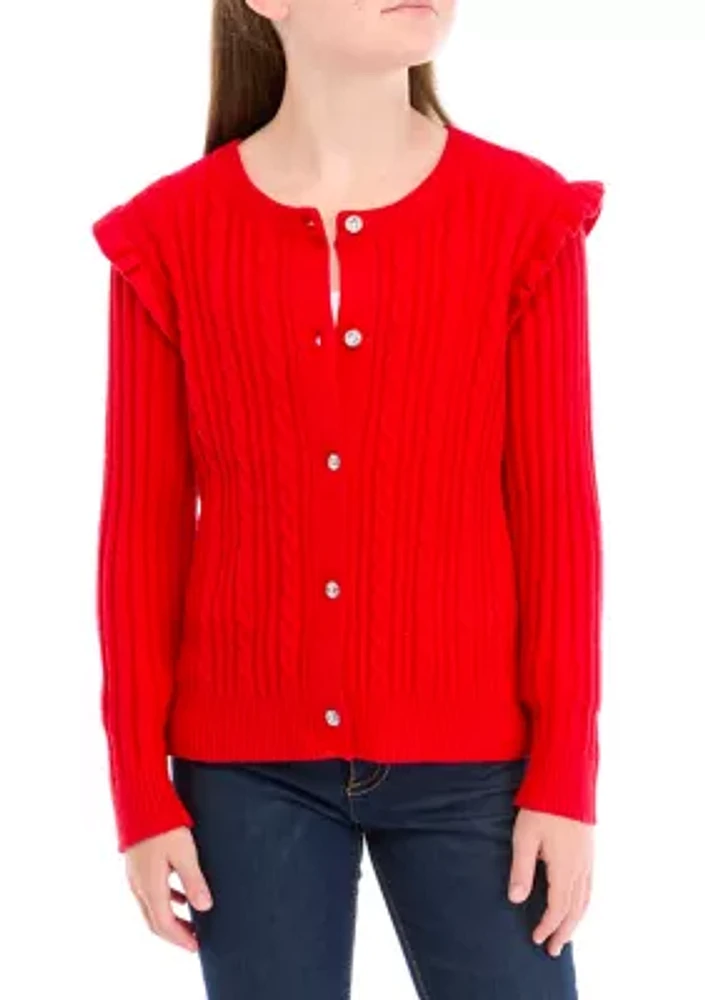 Girls 7-16 Cable Knit Cardigan