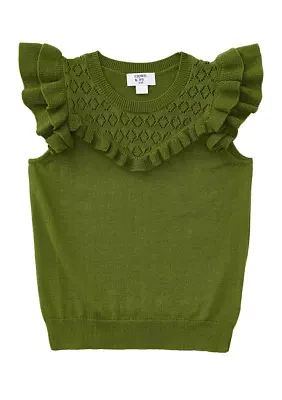 Girls 4-6x Solid Ruffle Yoke Sweater