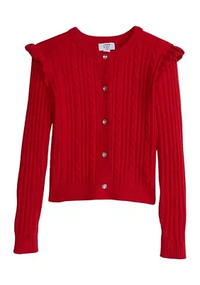 Girls 7-16 Cable Cardigan