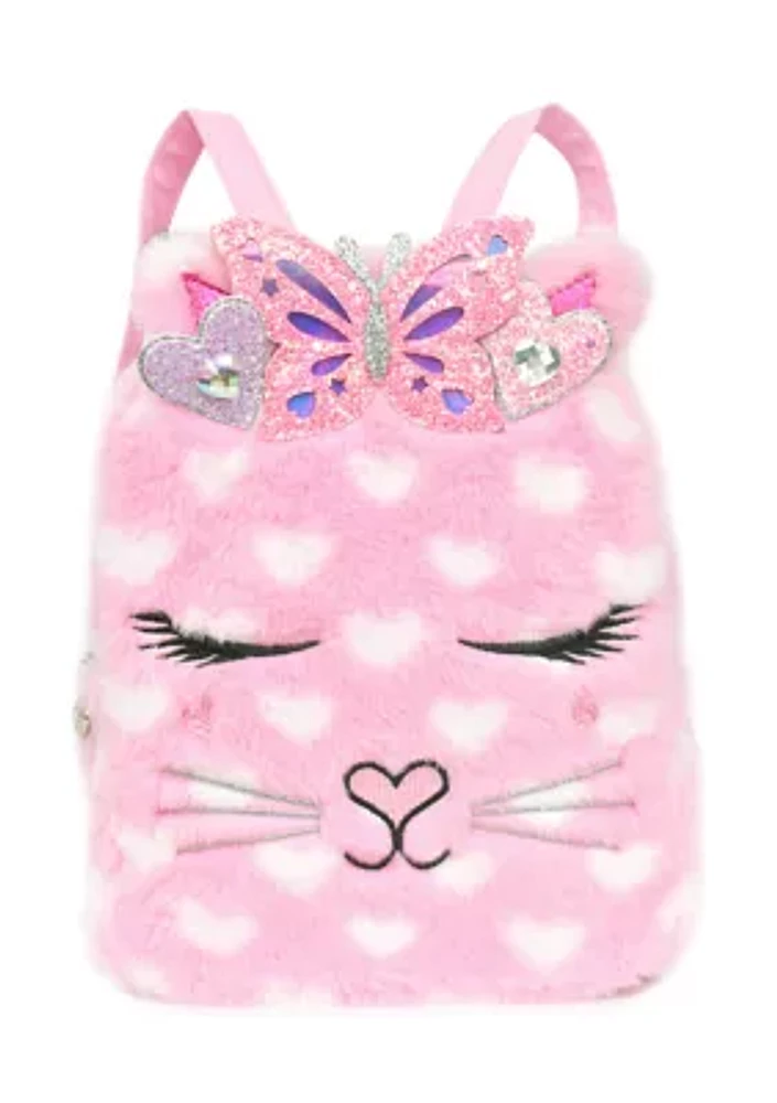 Girls Bella Butterfly Heart Faux Fur Mini Backpack