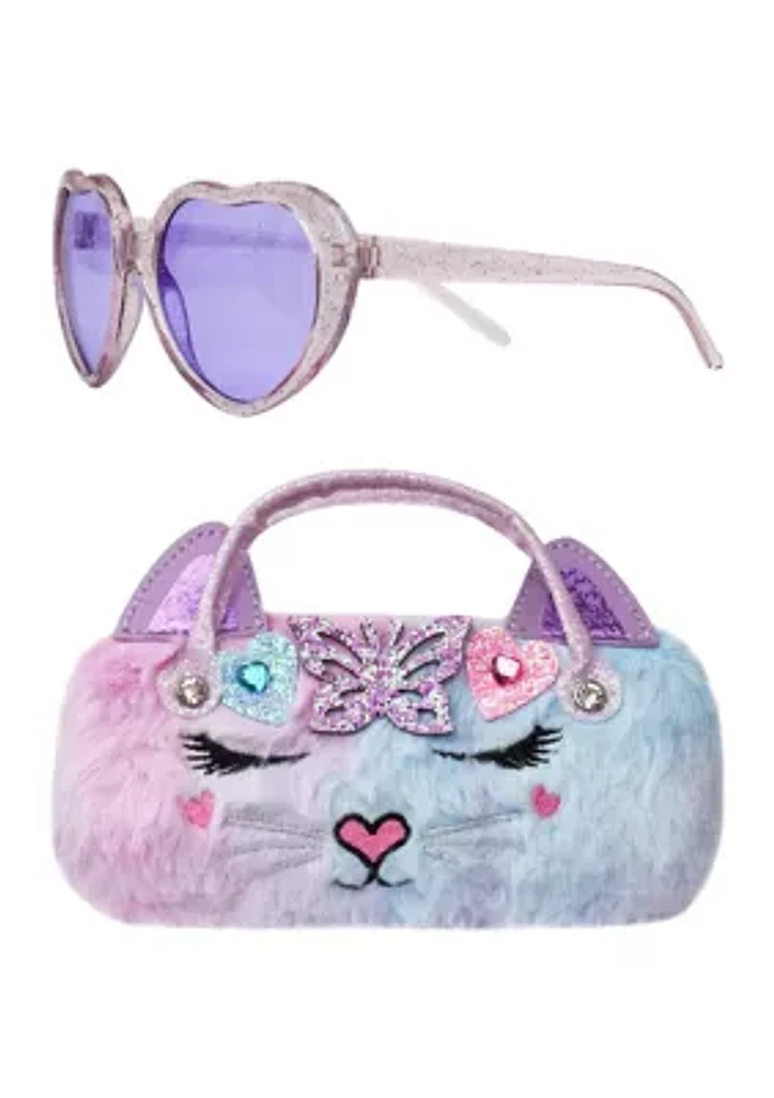 Girls Bella Butterfly Ombré Sunglasses with Purse