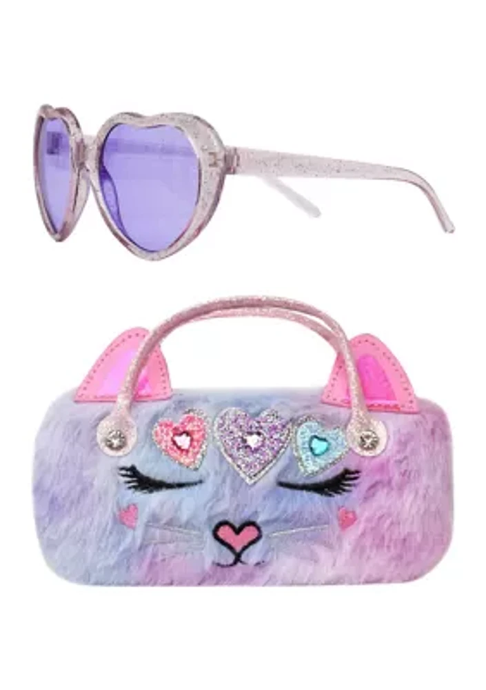 Girls Bella Hearts Ombré Sunglasses with Purse