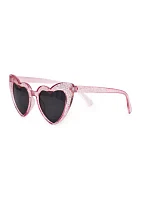 Girls 4-6x Bella Butterfly Faux Fur Sunglass Case and Heart Sunglasses