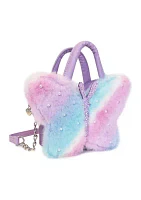 Girls Faux Fur Pearl Butterfly Crossbody Bag