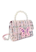 Girls Tweed Butterfly Crossbody Bag