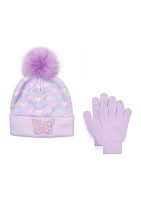 Butterfly Heart Printed Hat and Gloves Set