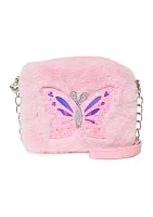 Butterfly Faux Fur Crossbody Bag