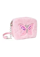 Butterfly Faux Fur Crossbody Bag