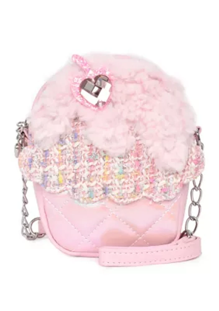 Girls Cupcake Tweed Crossbody Bag