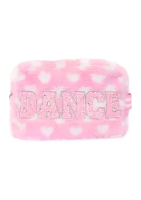 Dance Faux Fur Heart Printed Pouch