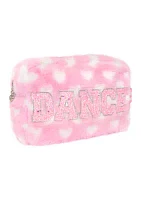 Dance Faux Fur Heart Printed Pouch