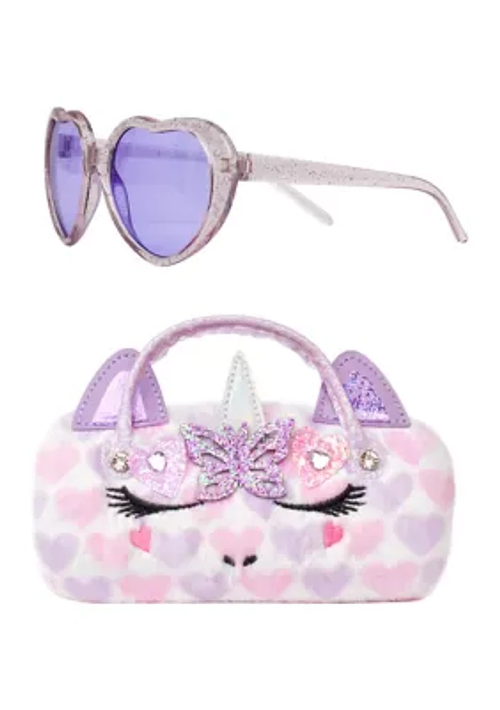 Butterfly Heart Sunglasses with Purse