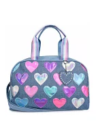 Hearts Denim Medium Duffle Bag