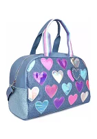 Hearts Denim Medium Duffle Bag