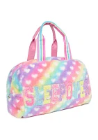 Sleeepover Heart Printed Faux Fur Medium Duffle Bag