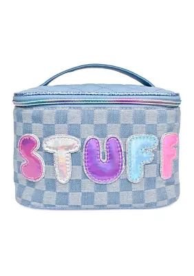 Girls Stuff Checkerboard Denim Train Case