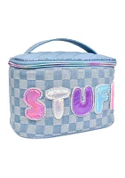 Girls Stuff Checkerboard Denim Train Case