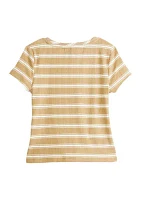 Girls 4-6x Short Sleeve Ribbed Twist Front T-Shirt