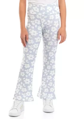 Girls 7-16 Pull On Printed Ribbed Flare Pants