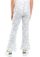 Girls 7-16 Pull On Printed Ribbed Flare Pants