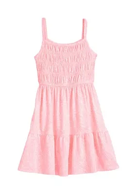 Girls 4-6x Smocked Knit Printed Dress