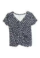 Girls 4-6x Ruched Floral Printed Top