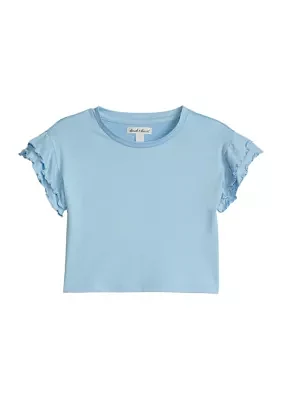 Girls 4-6x Short Ruffle Sleeve T-Shirt