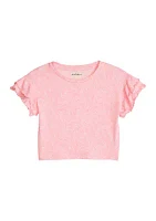 Girls 4-6x Short Ruffle Sleeve T-Shirt