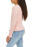 Girls 7-16 Ribbed Cardigan Cami Set