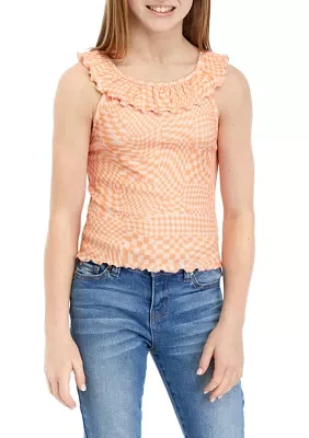 Girls 7-16 Ribbed Top with Ruffles