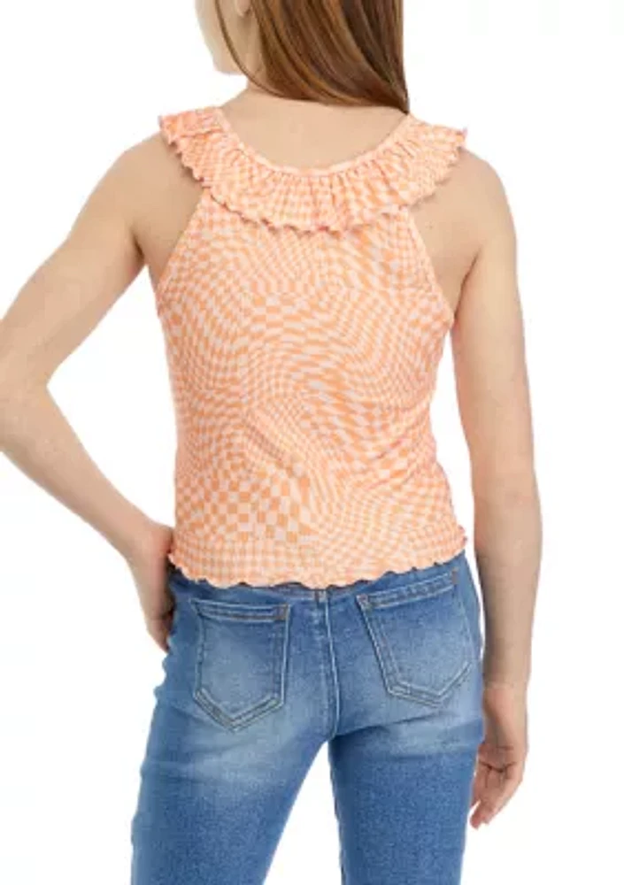 Girls 7-16 Ribbed Top with Ruffles