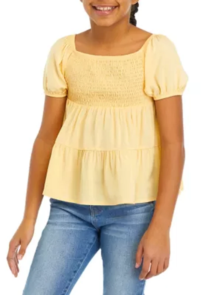 Girls 7-16 Smocked Peasant Top