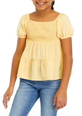 Girls 7-16 Smocked Peasant Top