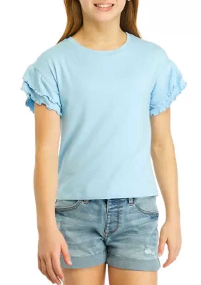 Girls 7-16 Ruffle Sleeve T-Shirt