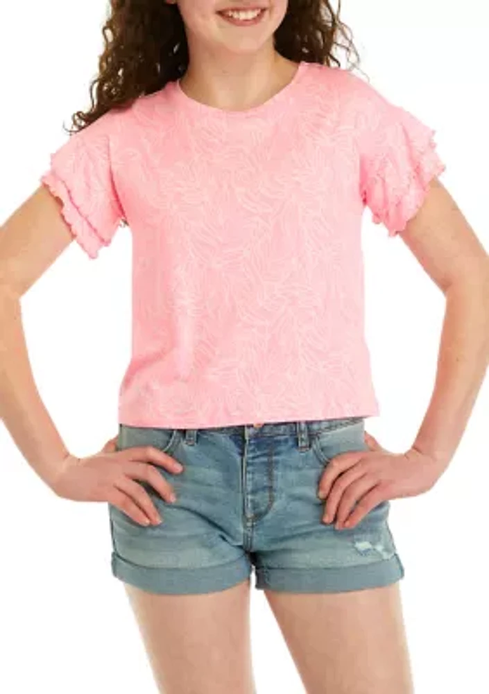 Girls 7-16 Ruffle Sleeve T-Shirt