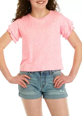 Girls 7-16 Ruffle Sleeve T-Shirt