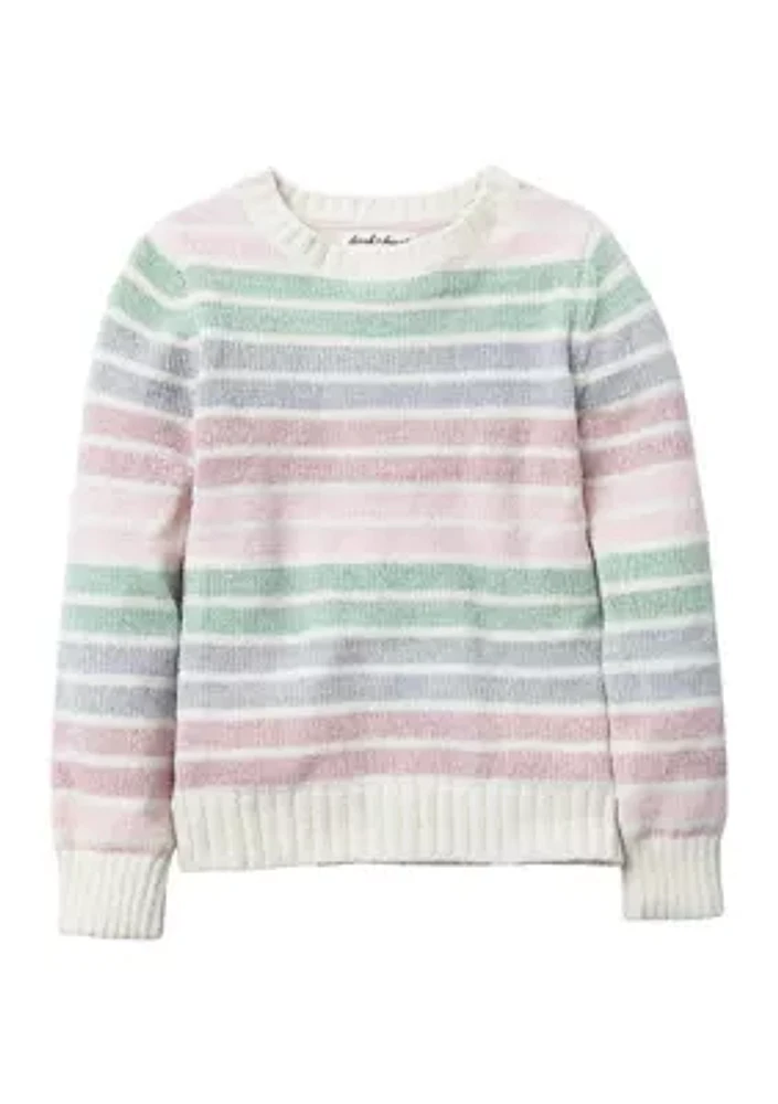 Girls 4-6x Striped Crew Neck Sweater